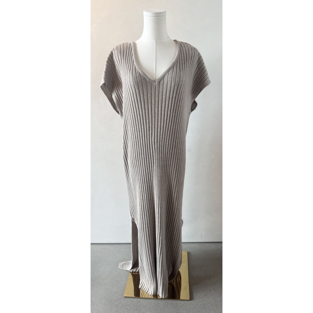 Z Supply Maxi Oatmeal Tan Sweater Dress Lounge Coverup Beach Resort Sz XL